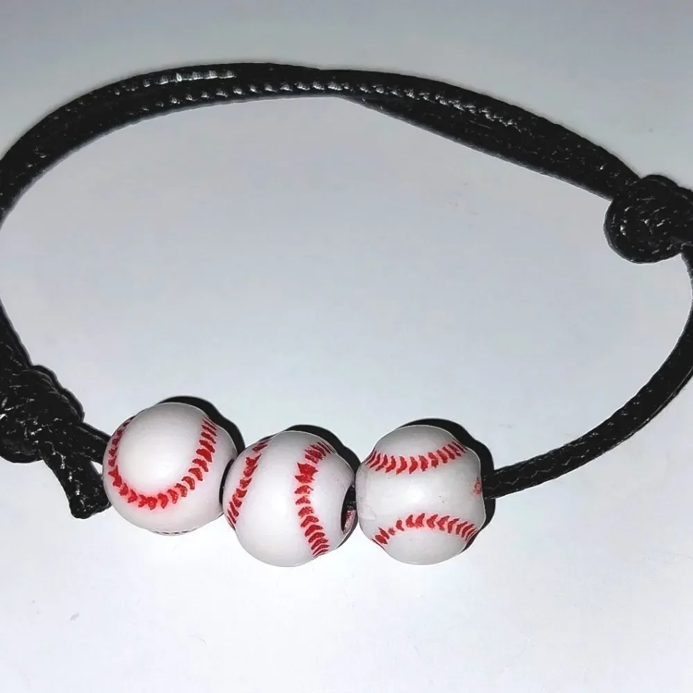 Unisex kids baseball adjustable charm bracelet - Picture 7 of 7